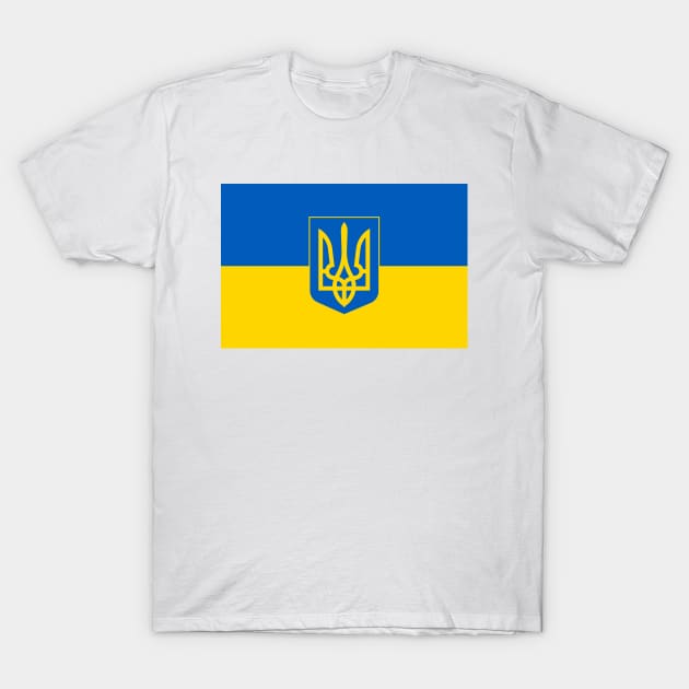 Flag of Ukraine with Coat of Arms T-Shirt by COUNTRY FLAGS